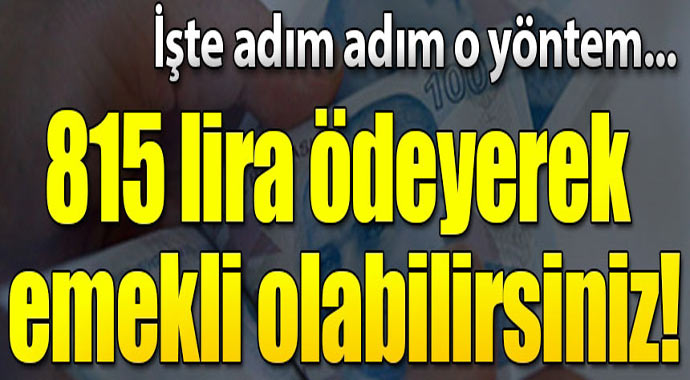 815 lira ödeyerek emekli olabilirsiniz!işte adım adım o yöntem...