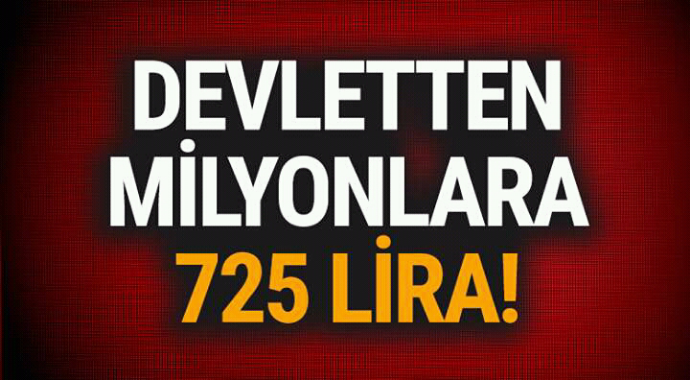 Devletten milyonlara 725 lira