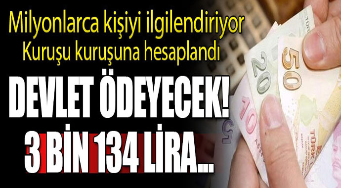 Milyonlarca kişiyi ilgilendiriyor kuruşu kuruşuna hesaplandı! Devlet 3 bin 13 lira ödeyecek